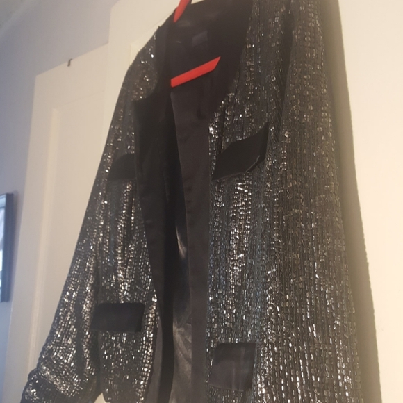 Sequins metallic silver jacket - Picture 3 of 5